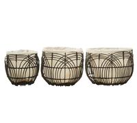 Sturdy Set Of 3 Rattan Baskets, Wicker Storage Baskets, Laundry, or Washing Bins, Ideal Decorative Hampers Premier Housewares White One Size