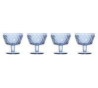 Sturdy Set Of Four Clear Dessert Dishes, Embossed Sundae Bowls For Snacks, Mini Dessert Cups For Pudding Premier Housewares Blue One Size