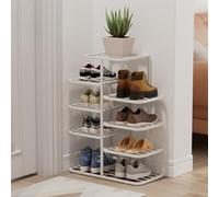 Sturdy Shoe Rack for Entryway Space-Saving Metal Shoe Storage Vertical Floor Support Elegant White Design 65 cm Height Ideal for Home nization