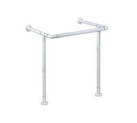 Sturdy Shower Safety Grab Bar for Bathtub, Floor-Mounted Safety Grab Bar, Stainless Steel Wash Hand Basin Support Rail with Leg Support Handrail Elderly Disabled Wash Fac(White)