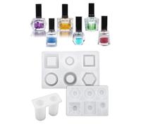Sturdy Silicone Set for UV Resin Keychains with 4 Liquids and Step by Step Guide for Shaker Effect Creation Nails Polish Bottle Silicone
