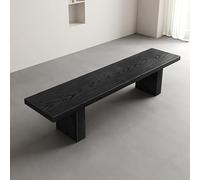 Sturdy, simple black bench, square entryway shoe bench made of solid wood, multifunctional, long chair in various sizes for living room, entrance area, hallway, balcony, yard (width 160 cm, black)