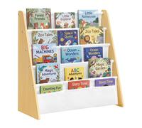 Sturdy sling bookcase for kids, Beech + White