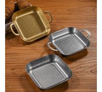 Sturdy Stainless Steel Tray with Retro Design for Serving Appetizers Fried Chicken and Side Dishes Daily Use (Double Silver)