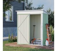 Outsunny Steel Garden Shed, Small Lean-to Shed for Bike Tool, 5x3 ft, Green