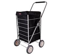 Sturdy & Strong 4 Wheel Shopping Trolley with Fixed Handle Plain Black