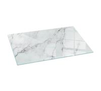 Sturdy Tempered Glass Hearth Mat Marble Accents with Delicate Veins 100x50 cm