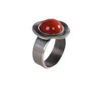 Sturdy Thai Silver Rings Highlighting Nanhong Agate Stone for Long Time Use Cultural Expression Gift Ethnic Thai Silver Rings with South Agate Gemstones Comfortable