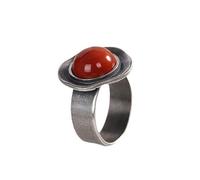 Sturdy Thai Silver Rings Highlighting Nanhong Agate Stone for Long Time Use Cultural Expression Gift Cultural Rings