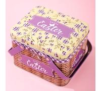 Sturdy Tin For Easter Basket with Bunny Decoration and Easy-Grip Handle for Display and Storage Needs (Style B)