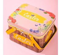 Sturdy Tin For Easter Basket with Bunny Decoration and Easy-Grip Handle for Display and Storage Needs (Style D)