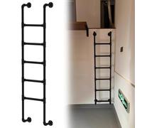 Sturdy Wall-Mounted Fire Escape Ladder | Black Wrought Iron Attic & Bunk Bed Ladder | Heavy-Duty Metal Step Ladder | 300 lbs Load Capacity for Safety & Reliability