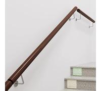 Sturdy Walnut Stair Railing - 3. Wood il with Wall Brackets Safety Support for Elderly & Kids Complete Set for Maximum Stability & Security