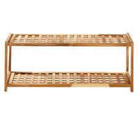 Premier Housewares 2-Tier Shoe Rack - Natural Walnut, Brown
