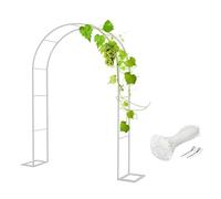 Sturdy White Metal Garden Arch - 240W x 220H cm Decorative Arbor for Climbing Plants, Vines, Roses & Flowers - Perfect Outdoor Support for Pathways & Trellises