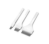 Sturdy White Steel Punch Prong Tool Set with 2/5/10 Prong Sizes for Leather Crafts - Lacing Stitching Chisel for Precise Punching (Spacing 3.85mm)