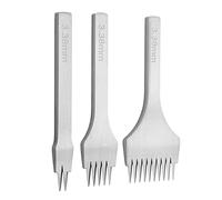 Sturdy White Steel Punch Prong Tool Set with 2/5/10 Prong Sizes for Leather Crafts - Lacing Stitching Chisel for Precise Punching (Spacing 3.38mm)