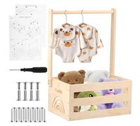 Sturdy Wooden Baby Shower Crate Closet, Large Capacity Baby Shower Basket with Handle Easy Access Hollow Out Storage Crate New Born Basket for Boys Girls Storage