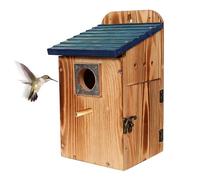 Sturdy Wooden Bird House for Outdoor Use Featuring Viewing Window and Barrier Friendly Bird Nesting Box