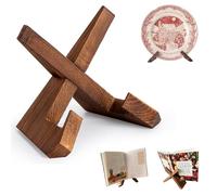 Sturdy Wooden Cookbook Stand for Kitchen - Recipe Book Stand Holder with Non-Slip Base | Cook Book Stands for Kitchen Hands-Free Cooking & Baking | Durable Cook Book Stand (1-Piece, Brown)