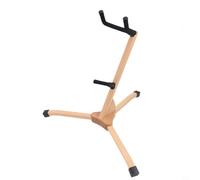 Sturdy Wooden Stand for Alto Saxophone Using Beech Material and Rubber-Faced Brackets to Maintain Instrument Integrity Over Time