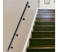 Sturdy Wrought Iron Stair HandrailBlack Metal WallMounted Railing for Indoor/Outdoor Steps 4ft (120cm) BalusterDurable Round Pipe Armrest for Safe Staircase Support