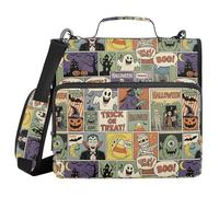 Sturdy Zipper Binder with Handle Laege Capacity 1.5 Inch 3 Ringing Portfolio Binder Bag Stationery Accessories Funny Halloween Ghosts