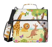 Sturdy Zipper Binder with Handle Multiple Pockets 1.5 Inch 3 Ringing Storage Bag Portfolio Binder Home Travel Cards Storage Containers Animals Koala Lion