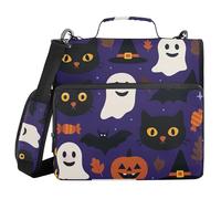 Sturdy Zipper Binder with Shoulder Strap & Handle Easy to Carry 1.5 Inch 3 Ringing Pencil Cases Portfolio Binder School Supplies Organizer Halloween Ghosts Skeletons