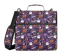 Sturdy Zipper Binder with Shoulder Strap Laege Capacity 1.5 Inch 3 Ringing Pencil Bags Portfolio Binder Stationery Accessories Happy Halloween