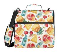 Sturdy Zipper Binder with Shoulder Strap Laege Capacity 1.5 Inch 3 Ringing Pencil Case Portfolio Binder Stationery Organizer Supplies Watercolor Gummy Candy Soda Pineapples