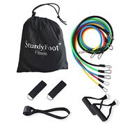 SturdyFoot 11 Piece Set Resistance Bands Workout Exercise, Pull Rope Yoga Fitness, 5 Fitness Tubes, Complete Home Gym Fitness