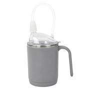 sturion Adult No Spill Cups, 450ml Stainless Steel Dysphagia Sippy Cup with 360° Rotating Ball Straw and Easy-Grip Handles, for Seniors and Pregnant Women, Grey