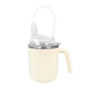 sturion Adult No Spill Cups, 450ml Stainless Steel Dysphagia Sippy Cup with 360° Rotating Ball Straw and Easy-Grip Handles, for Seniors and Pregnant Women, Beige