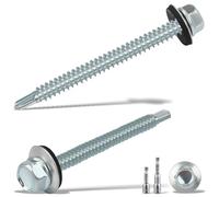 sturiz 100PCS 4.8x55 mm Self Drilling Screws for Metal Roofing Screws with Rubber Washers Hex Head Self Tapping Screws und 2 M8 Hex Socket Tech Screws Zinc Corrugated Roof Fixings for Tin Roof