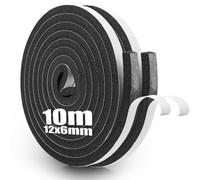sturiz 2 x 12 mm x 6 mm x 5 m Sealing Tape, Self-Adhesive Foam Sealing Tape, Foam Rubber, Self-Adhesive for Doors, Windows, Door Seal