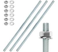 sturiz 3pcs Threaded Rod M12x300mm Bolts and Nuts Threaded Bar Galvanised Steel Threaded Pins for Anchor Bolts Screws with Nuts and Washers