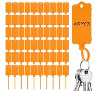 Sturiz 60pcs Waterproof Orange Plastic Key Tags Label Seal Shipping Tags 2.48 X 1.46 Inch Bag Car Cloakroom Storage Tag Reusable Writable Black Plastic Labels with Zip Tie for Labelling Luggage
