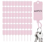 Sturiz 60pcs Waterproof Pink Plastic Key Tags Label Seal Shipping Tags 2.48 X 1.46 Inch Bag Car Cloakroom Storage Tag Reusable Writable Black Plastic Labels with Zip Tie for Labelling Luggage
