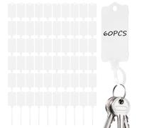 Sturiz 60pcs Waterproof White Plastic Key Tags Label Seal Shipping Tags 2.48 X 1.46 Inch Bag Car Cloakroom Storage Tag Reusable Writable Black Plastic Labels with Zip Tie for Labelling Luggage