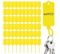 Sturiz 60pcs Waterproof Yellow Plastic Key Tags Label Seal Shipping Tags 2.48 X 1.46 Inch Bag Car Cloakroom Storage Tag Reusable Writable Black Plastic Labels with Zip Tie for Labelling Luggage