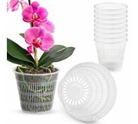 sturiz 8pcs Orchid Pots Clear Plastic Plant Pots With Drainage 11cm Orchid Plant Pot with Holes or Orchids Repotting Kit Succulents Nursery Container for Root Growth Houseplants