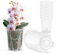 sturiz 8pcs Orchid Pots Clear Plastic Plant Pots with Drainage 12cm Clear Nursery Orchid Pot with Holes for Orchids Succulents Houseplants