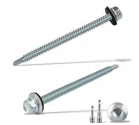 sturiz Pack of 45 Self-Tapping Screws 6.3 x 100 mm Trapezoidal Sheet Metal Screws Spengler Screws with Sealing Disc + 2 Pieces Hex Bit Socket Wrench Set M10 Galvanised Drilling Screws (Silver)