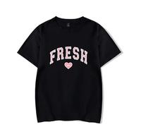 Sturniolo Triplets Fresh Love T-Shirt Crew Neck Cotton Short Sleeve Fashion Couple Short Sleeve Loose Casual T-Shirt for Men Women XXS-4XL-Black||S