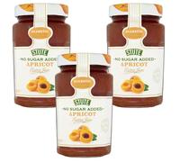 Stute No Added Sugar Apricot Jam 430g Pack of 3 Natural Fruit Sweet Spread Low Calorie Preserve Cream Tea Marmolade with Welari Thank You Card | (3pack) (1290g)