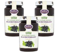 Stute No Added Sugar Blackcurrant Jam 430g Pack of 3 Natural Fruit Sweet Spread Low Calorie Preserve Cream Tea Marmolade with Welari Thank You Card | (3pack) (1290g)