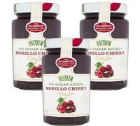 Stute No Added Sugar Morello Cherry Jam 430g Pack of 3 Natural Berry Fruit Sweet Spread Low Calorie Preserve Cream Tea Marmolade with Welari Thank You Card | (3pack) (1290g)