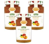 Stute No Added Sugar Peach Jam 430g Pack of 3 Natural Fruit Sweet Spread Low Calorie Preserve Cream Tea Marmolade with Welari Thank You Card | (3pack) (1290g)