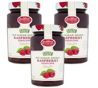 Stute No Added Sugar Raspberry Seedless Jam 430g Pack of 3 Natural Berry Fruit Sweet Spread Low Calorie Preserve Cream Tea Marmolade with Welari Thank You Card | (3pack) (1290g)